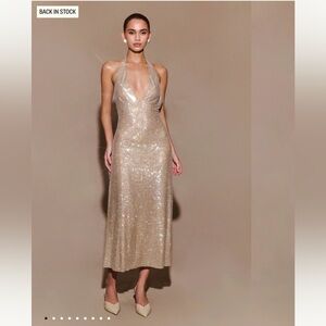 Meshki Genie
Diamante Halter Midi Dress - size S - NWT